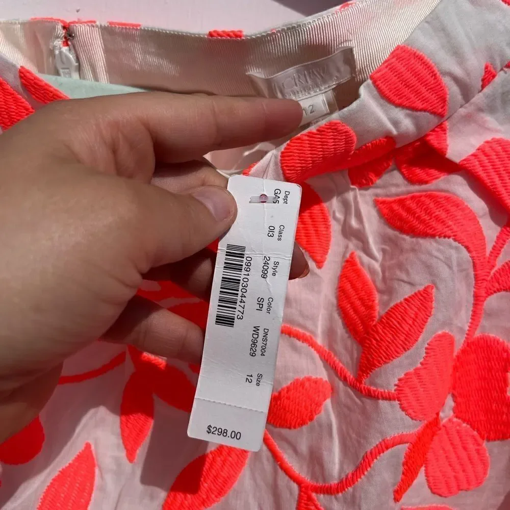 J Crew Collection Neon Embroidered Floral Skirt NWT